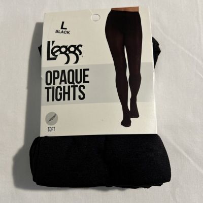 L'eggs Women's Size Large (145-200 lbs) Black Opaque Tights - NIP